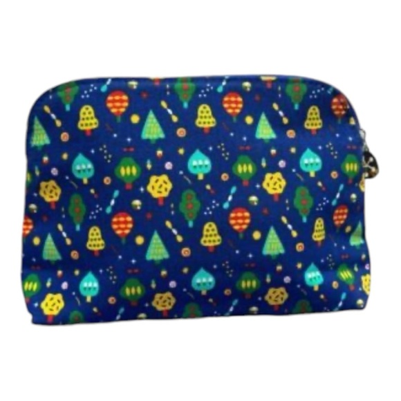 L'occitane Christmas Holiday Makeup Cosmetic Travel Bag Cotton Zippered Blue - Picture 3 of 5